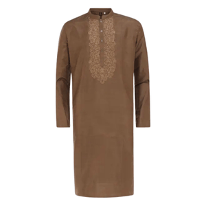 Embroidered Silk Panjabi - Brown