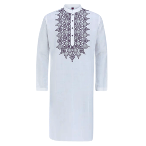 White Embroidered Cotton Panjabi