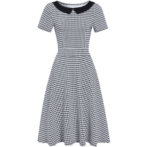 Elegant Vintage Cotton Casual Floral Print Work Party Peter Pan Collar A-Line Dress For Women's