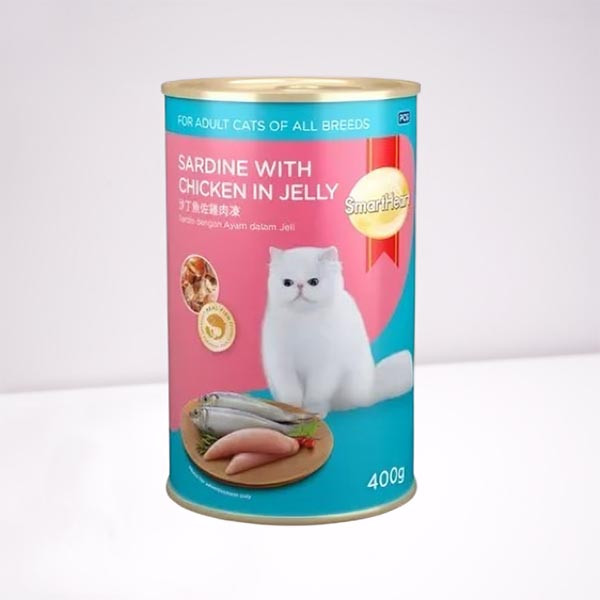 Smart Heart Adult Cat Canned Food Sardine With Chicken in Jelly - 400 gm