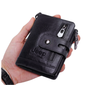 100% Leather Jeep Black Wallet For Men