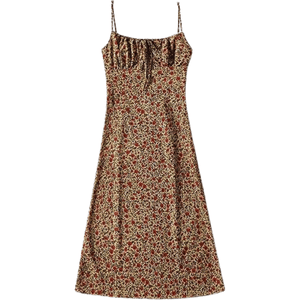 Omoone Women's Floral Low-Cut Square Neck Tie Bodycorn Dress