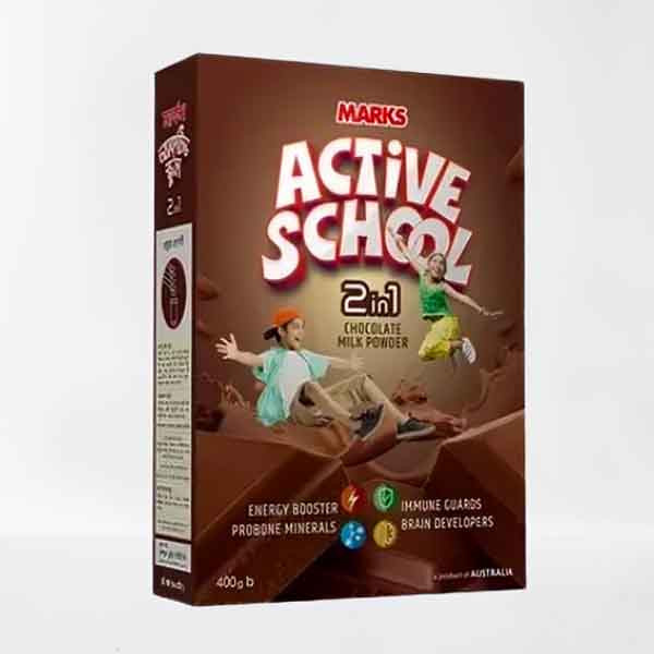 Marks Active School 2 in 1 Chocolate Milk Powder - মার্কস অ্যাক্টিভ স্কুল 2 ইন 1 চকলেট মিল্ক পাউডার