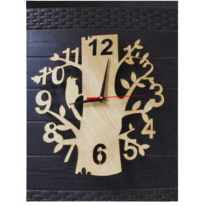 Wall Clock Black Tree Birds Shaped Laser Cut Designer Wooden Wall Clock