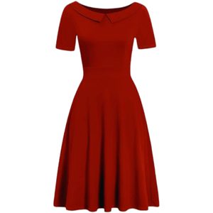 Elegant Vintage Cotton Casual Floral Print Work Party Peter Pan Collar A-Line Dress For Women's