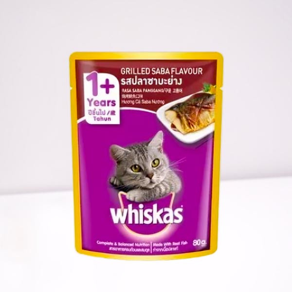 Whiskas Cat Food Grilled Saba Flavor (Cat Food) - 80 gm