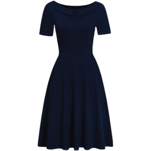 Elegant Vintage Cotton Casual Floral Print Work Party Peter Pan Collar A-Line Dress For Women's