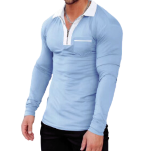 Europe and The United States Men's Large Size Half Zip Long Sleeve T-shirt