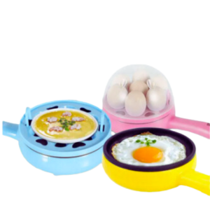 Multi Function 2 in 1 Electric Egg Boiler Steamer Omelette Frying Pan Non-Stick