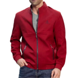 Sleek Red Leather Jacket For Men's