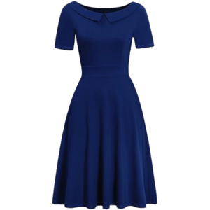 Elegant Vintage Cotton Casual Floral Print Work Party Peter Pan Collar A-Line Dress For Women's