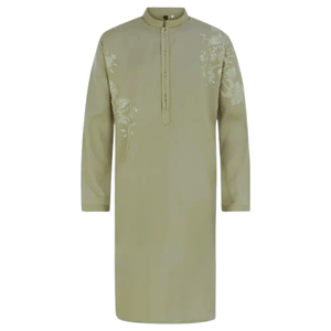 Pistachio Embroidered Cotton Panjabi