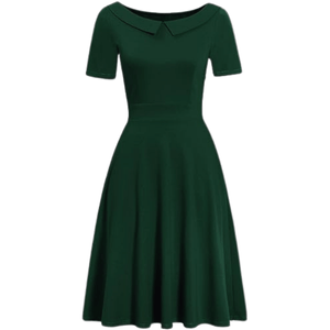 Elegant Vintage Cotton Casual Floral Print Work Party Peter Pan Collar A-Line Dress For Women's