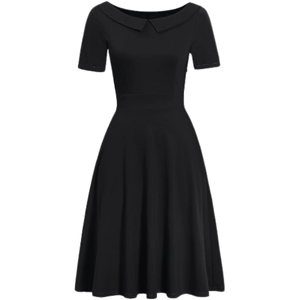 Elegant Vintage Cotton Casual Floral Print Work Party Peter Pan Collar A-Line Dress For Women's