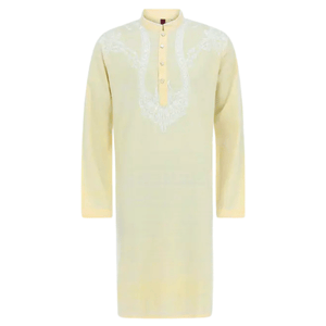 Textured Cotton Panjabi - Yellow